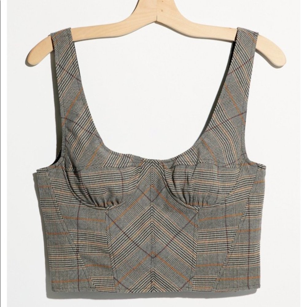 Free People Tara Plaid Corset Top